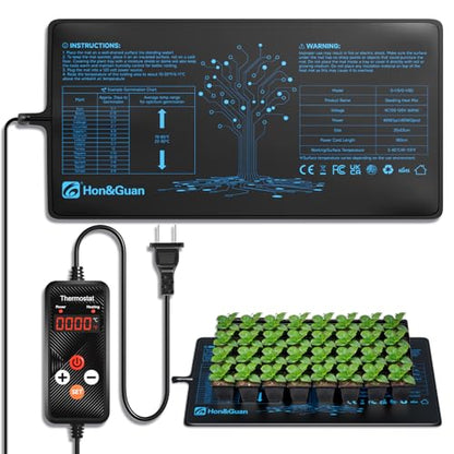 Hon&Guan 10"x 20.75" Seedling Heat Mat with Digital Thermostat Combo Set,Waterproof Plant Heating Pad for Germination,Indoor Gardening,Greenhouse - size: 10"x 20.75" 1 Pack