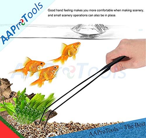Extra Long 12 Inch Tweezer Tongs Stainless Steel Curved Tip Black - Aquarium Fishtank, Mega Reptile Feeding Tweezers