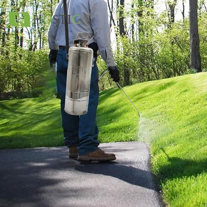 HOSTIC 1 Gallon Stainless Steel Sprayer Hand Pump Sprayer with Pressure Gauge Valve Adjustable Nozzle for Gardening Lawn and Cleaning - size: 1 Gallon