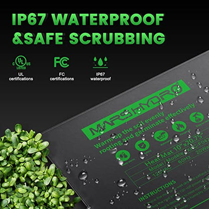 MARS HYDRO 10''x 20.75'' Seedling Heat Mat with Thermostat Combo Set，Heating Pad for for Germination, Indoor Gardening, Greenhouse - size: 10'' x 20.75''Kit