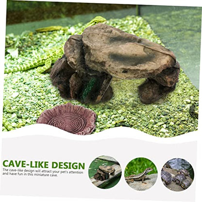 NOLITOY Turtle Climbing Platform with Cave and Ramp Durable Aquarium Ornament for Snakes Lizards and Turtles Stable Design for Reptile Habitat and Easy Cleaning