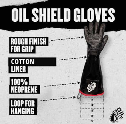 Oilshield, Black 100% Neoprene Glove, 18" High temperature (L) - size: Large