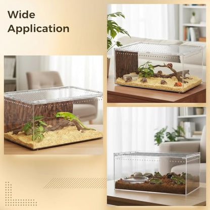Reptile Terrarium Enclosure, 11.8 x 7.9 x 5.9 in / 30 x 20 x 15 cm Acrylic Tarantula Breeding Box, Transparent Jumping Spider Cage, Snake Terrarium