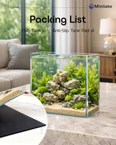 Glass Fish Tank, 3.5 Gallon Easy to Maintain Small Aquarium for Betta,Snails, Shrimp and Aquatic Planting. - color: Transparent