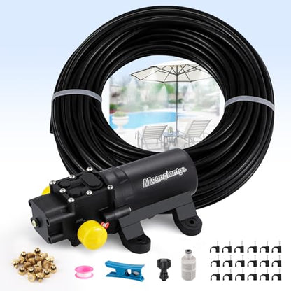 Moongiantgo Outdoor Misting Cooling System with Pump- 116PSI High Pressure Mister with 65.5FT(20M) Water pipe+24 Misting Nozzles 0.02’’+3/4’’ Faucet Adapter - System for Outside Patio Garden Beaches