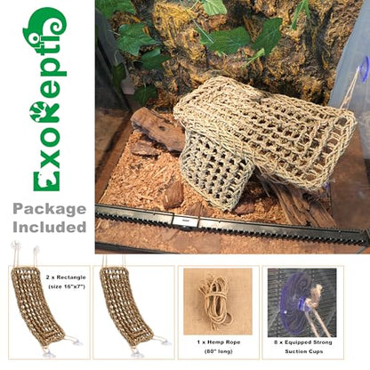 Bearded Dragon Hammock Lizard Tank Accessories Reptile Lounger Amphibian Habitat Décor for Chameleon, Geckos, Snakes, Hermit Crab, Lguana Reptiles, Tortoises - size: 16"+16"