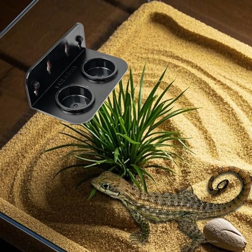 Gecko Feeding Ledge, Double Reptile Water Bowl Food Dish Reptile Feeder with 4PCS Suction Cup for Snake Bearded Dragon Tortoise