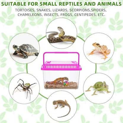 LemonRoad 25 Pcs Plastic Reptile Terrariums Carrier Cage Enclosure Snake Breeding Box Hatching Container Transparent Fish Tank with Ventilated Lid for Tarantula Spider Turtle Lizard (5.1x3.5x3.5 Inch)