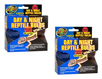 Zoo Med Day & Night Reptile Bulbs Combo Pack 60 Watts - Combo Pack - Pack of 2