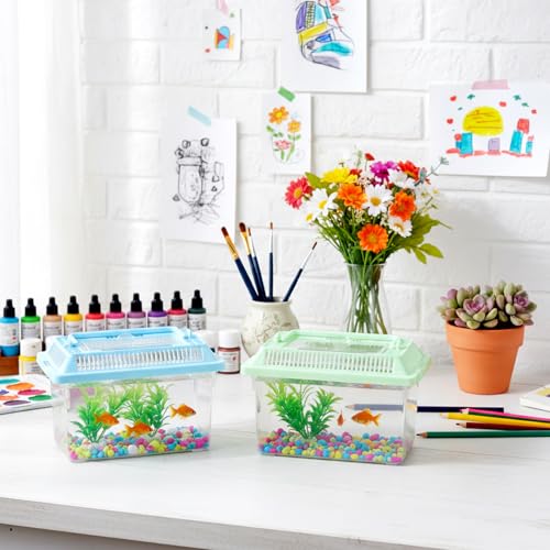 12 PCS 7"×4.3"x4.3" Large Plastic Reptile Terrariums Carrier Cage Snake Breeding Box Hatching Container Clear Fish Tank with Ventilated Lid for Spider, Tarantula, Hermit Crab, Lizard, Turtle