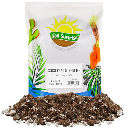 Soil Sunrise Coco Peat Perlite Potting Mix (4 Quarts) Loose Coconut Coir and Perlite