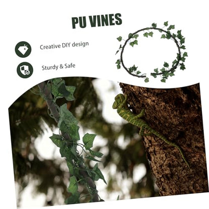 COLLBATH Jungle Vines Artificial Leaf Decor for Reptile Habitats Flexible Vines with Cups and Leaf for Lizards Frogs Snakes and More Green