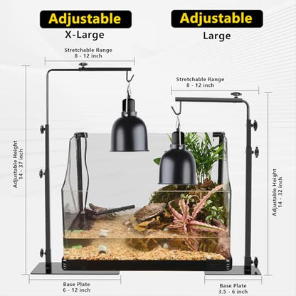Reptile Lamp Stand, Adjustable 14-32 Inch Heat Lamp Stand, Reptile Light Stand Holder Lamp Hanging Bracket Metal Support for Glass Terrarium