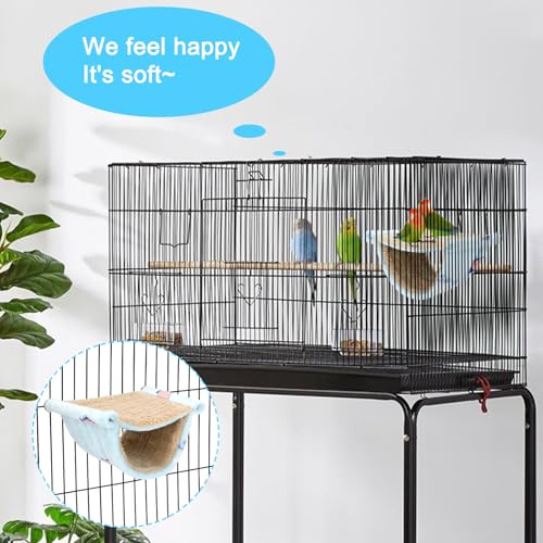 BWOGUE Winter Warm Bird Nest Bed Hanging Hammock Snuggle Hut Parrot House Tent Toy Bird Cage Perch for Parakeet Budgies Cockatiels Lovebird Cockatoo Finch Hamster Chinchilla Guinea Pig - color: Sky Blue, size: Medium (9"x7.2")