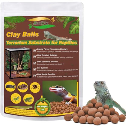 ZeeDix 6 LBS Reptile Substrate Leca Balls - 100% Organic Expanded Clay Pebbles, Ideal Bioactive Terrarium Clay Balls Substrate for Reptile Terrarium Tank, Bearded Dragon, Tortoise, Gecko, Snake & Frog - color: 6LBS