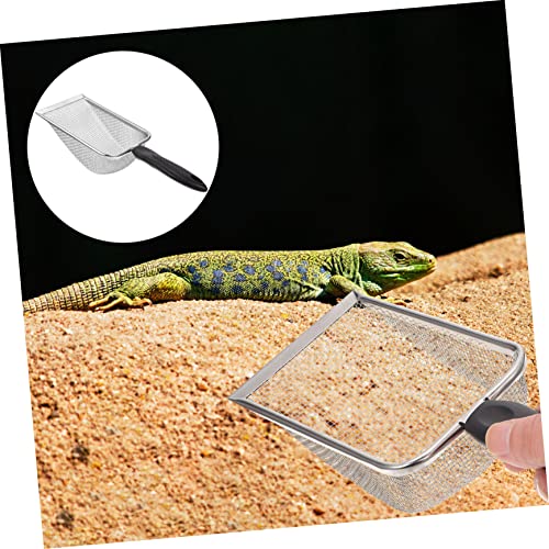 GALPADA 1Pc Stainless Steel Reptile Sand Shovel High Density Mesh Cleaning Scoop for Tortoise Lizard Snake and Durable Odor Efficient Waste Removal Tool
