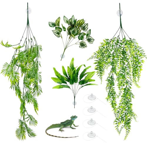 Habitat Plants for Bearded Dragon Tank Accessories,Created to Enhance Diverse Scaled Creature habitats for Species Such as Bearded Companions, Chameleons, Turtles, and Snakes