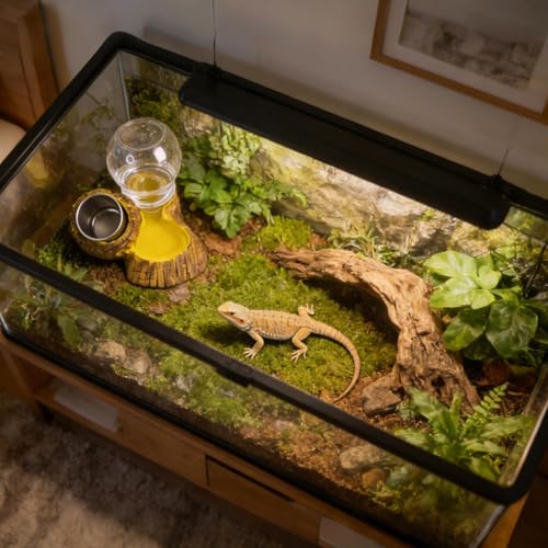 Reptile Feeder,Feeding Drinking Dish for Reptile,Leopard Water and Food Bowl - for Enclosure Terrarium Turtle Tortoise Snake Bearded Dragon Lizard Chameleon Leopard