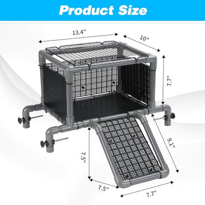 SKARUS Extra Large Turtle Basking Platform for 40-90 Gallon Aquarium Tanks | Adjustable 10.6"-20.5" Width Over-Tank Suspended Dock with Heat-Resistant Top & Scratch-Free Mounts