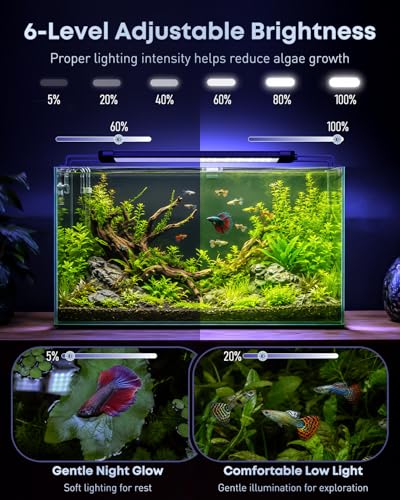 Pawfly 18 W Aquarium LED Light for 24 to 30 Inch Fish Tanks Extendable Fish Tank Light with Full Spectrum Brilliant White Blue Red Lights with Daytime & Night Modes and Adjustable Brightness - color: Basic, size: 24"-30"