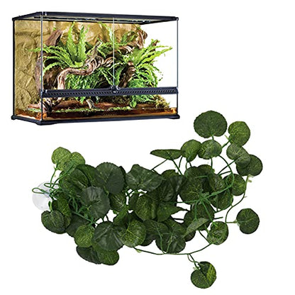 Pssopp Simulated Rattan Vine, EcoFriendly Plastic Hanging Plant False Vine for Aquarium Reptile Tank Decoration 2-2.5m Green Shell with Suction Cups