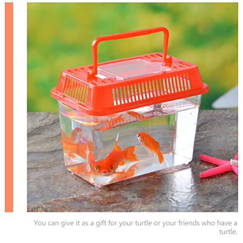Ipetboom Portable Fish Tank 5.11X3.54X3.54 Inch Handheld Transparent Turtle Box Plastic Aquarium Reptile Carrier Small Pet Hamster Habitat - size: 13x9cm