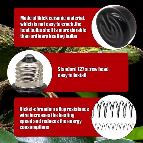 Mini Reptile Heat Lamp, 25w Infrared Ceramic Heat Emitter, No Light Emitting Reptile Heat Bulbs,Ceramic Heat Lamp for Amphibian, Chicken Coop,Cat, Turtle, Snake,Terrarium (1, 25 W) - size: 25 W