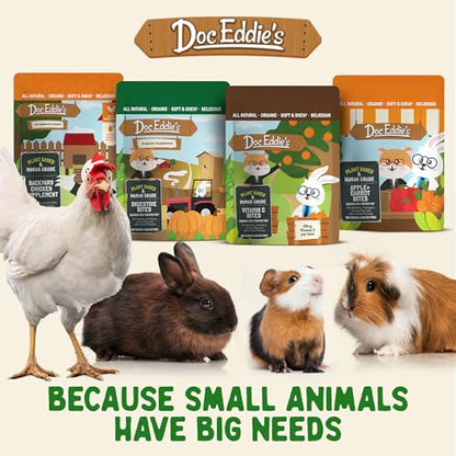 DOC EDDIE'S Digestive Bites - Plant-Based Small Animal Treats for Rabbits, Guinea Pigs, Hamsters, Gerbils, and More - Probiotics Supplement Made with Timothy Hay, Real Fruits, and Veggies