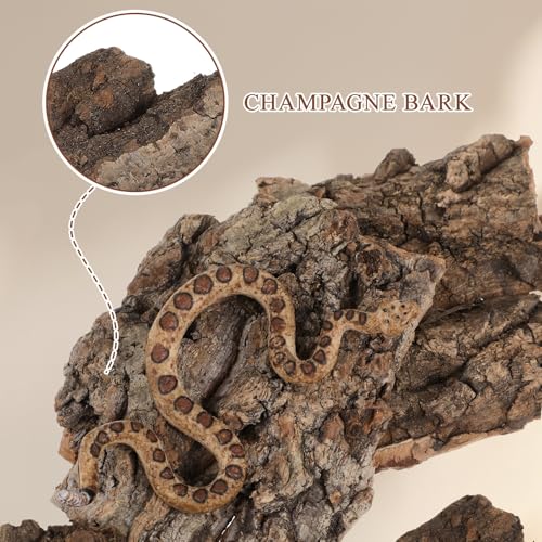Garneck 4pcs Reptile Tree Bark Decor, Natural Cork Bark Climbing Hide for Reptiles, Terrarium Decorations for Lizards and Snakes