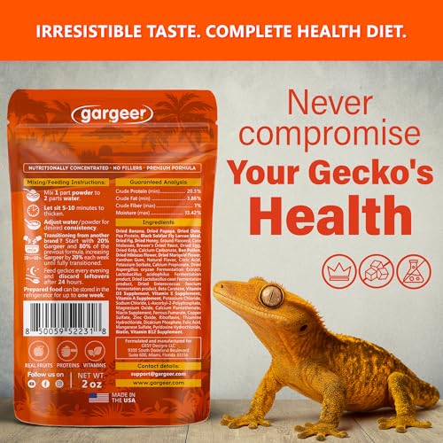 Gargeer 'Picky Geck' Energy Nectar - Premium Crested Gecko Food | Calcium-Rich Fruit Formula for Bone Strength & Energy Support | No Fillers - Only Premium Ingredients | 2oz | Made in USA - size: 2 Ounce (Pack of 1)