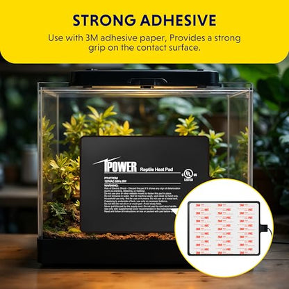 iPower 6x8 Inch Reptile Heating Pad with LCD Digital Aquarium Thermometer, Under Tank Heater Warmer Heat Mat for Turtles, Lizards, Frogs, Snakes - color: Black/Heat Pad + Thermometer, size: 6" x 8"