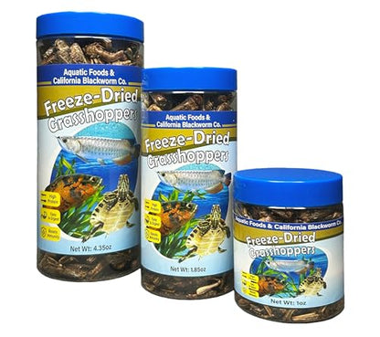 Grasshoppers, Freeze Dried Grasshoppers for Large Tropical Fish, Monster Fish, Reptiles, Turtles, Tortoises, Frogs, Hamsters, Birds, Rodents 4.3oz Canister - size: 4.3 Ounce (Pack of 1)