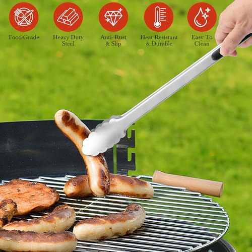 Grilling Tongs - 17 Inch Extra Long Metal Tongs, Heat Resistant Stainless Steel Grill Tongs, Heavy Duty BBQ Tongs for Cooking, Grilling, BBQ/Barbecue, Food (17 inch) - color: 17 inch