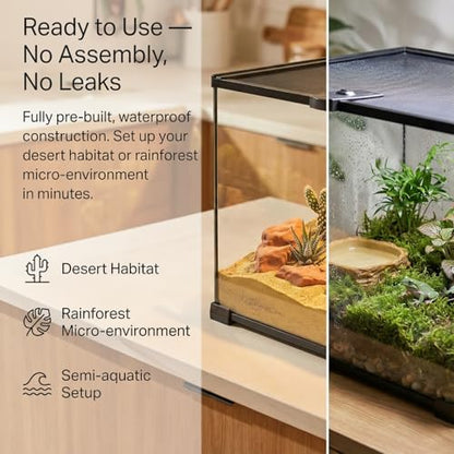 Small Glass Reptile Enclosure,8x8x6 Tarantula Enclosure with Lockable Sliding Screen Top - Full View Insects Breeding Box Small Amphibians Cage for Leopard Gecko, Frog, Hermit Crab, Isopods - color: Glass, size: 8x8x6