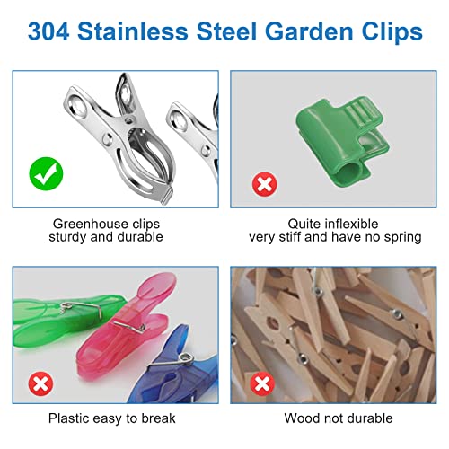 120 Pcs Greenhouse Clips, Garden Clips for Netting, Stainless Steel Greenhouse Clamps, Have a Strong Grip to Hold Down The Shade Cloth or Plant Cover on Garden Hoops or Greenhouse Hoops - style: 2.3inch-120pcs