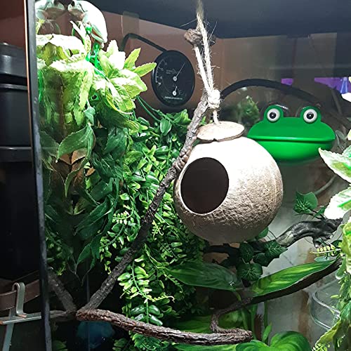 4 PCS Crested Gecko Coconut Hide Natural Lizard Coco Hut Reptile Hanging Nest Flexible Vine Habitat Decoration Bearded Dragon Terrarium Accessories for Tortoise Chameleon Snake Spider - style: 【Style B】