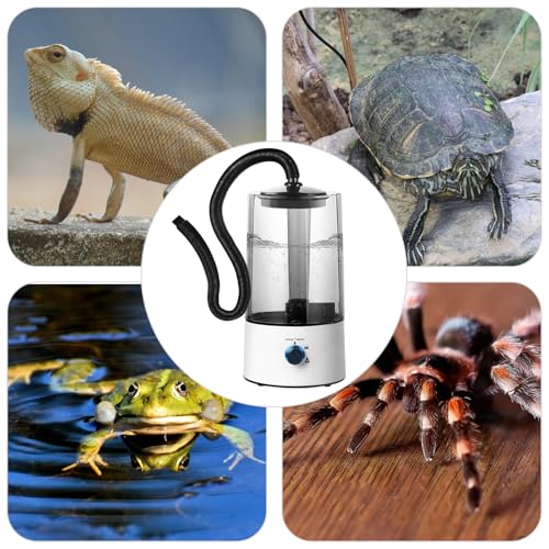 Reptile Humidifier Misters Fogger, with Extended Hose - Adjustable & Quiet Fogger/Mister for Chameleon, for Amphibians/Herps/Vivarium with Terrariums and Enclosures