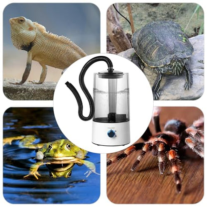 Reptile Humidifier Misters Fogger, with Extended Hose - Adjustable & Quiet Fogger/Mister for Chameleon, for Amphibians/Herps/Vivarium with Terrariums and Enclosures