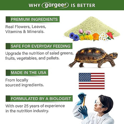 Gargeer 2oz Forest Tortoise Food Supplement, Flower Salad Mix Topper. Supercharge Juveniles & Adults Appetite, Health & Immune System. Complete Diet, Rich with Vitamins, Made in The USA. Enjoy! - size: 2 Ounce (Pack of 1)
