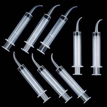 8 Pack Disposable 12cc Dental Syringe Dental Irrigation Syringe with Curved Tip, Tonsil Stone Squirt Mouthwash Cleaner (No Measurement) - style: No Measurement