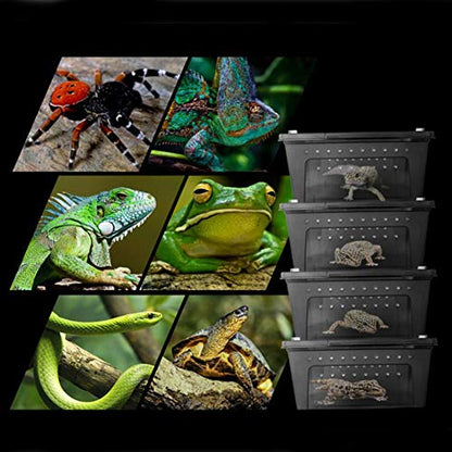 OMEM Portable Reptile Terrarium Habitat for Mini Pet Houses Breathable Holes Stackable Container (Black-L) - size: 1PCS-Black-L