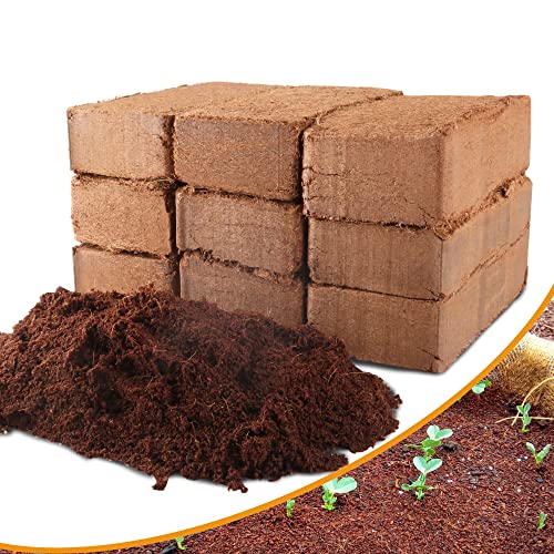 9-Pack Premium Organic Coco Coir Bricks for Plants - Low EC & pH Balance - 100% Natural Peat Moss Mix with Coconut Husk Fiber - Perfect for Gardening, Potting Soil Substrate - 12.6 lbs - size: 9Pack