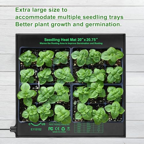Seedling Heat Mat 20" x 20.75" Warm Hydroponic Plant for Indoor Gardening Germination Starting, Waterproof Durable - size: 20'' x 20.75''