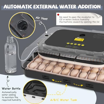 Sailnovo Incubators for Hatching Eggs 70 Egg Incubator with Automatic Egg Turning and Auto Humidification, Temperature Control, Incubator for Chicken Duck Quail Eggs, Perfect for Lab School Farm Use