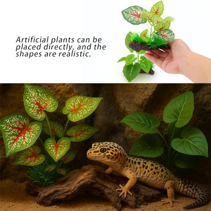 13 PCS Reptile Reptile Eco Bottle Decoration Set - vines, eco bottle plants, hanging greenery, leaf feeders, lizards, geckos, bearded dragons Landscape drawn hideout logs and habitat accessories