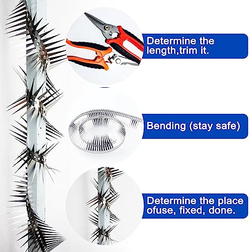 Bird Spikes - Stainless Steel Fence Spikes for Pigeons, Raccoons, Snakes - Deterrent Defender (60inch) - style: 60inch