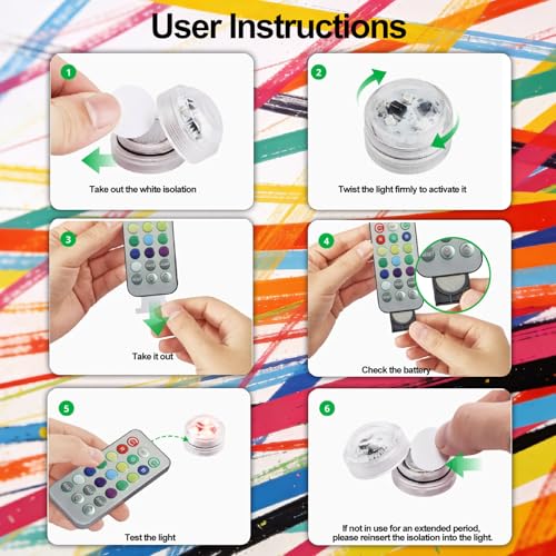 Mini Waterproof RGB LED Tea Lights with Remote Control for Bambu Lab KC020,3D Print Battery Powered LED Light Kit,Small Multicolor LED Flame Tea Light Candle Set for 3D Printing Projects(6 PCS) - style: 6Pack