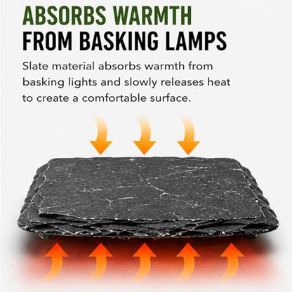 Natural Slate Reptile Basking Platform Feeding Stone for Tortoise Gecko Terrarium Decor(Rectangular Plate) - size: RECTANGULAR PLATE