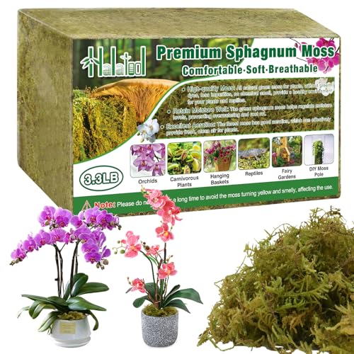 Halatool 3.3LB Green Forest Natural Sphagnum Moss for Plants - Fluffy Orchid Moss for Repotting, Dried Plant Moss for Indoor & Outdoor Potted Plants - color: 3.3 lb