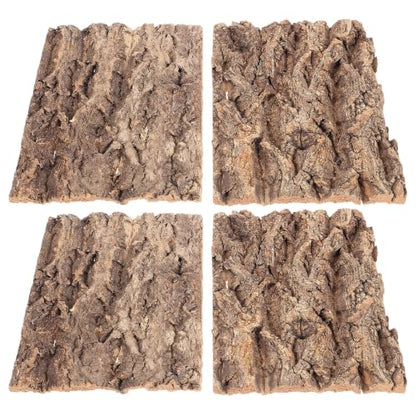 4pcs Cork Terrarium Background: 7.7x5.8x0.4Inch Natural Bark Backdrop Reptile Climbing Mat - Habitat Decoration for Lizard Turtle Bearded Dragon Snake